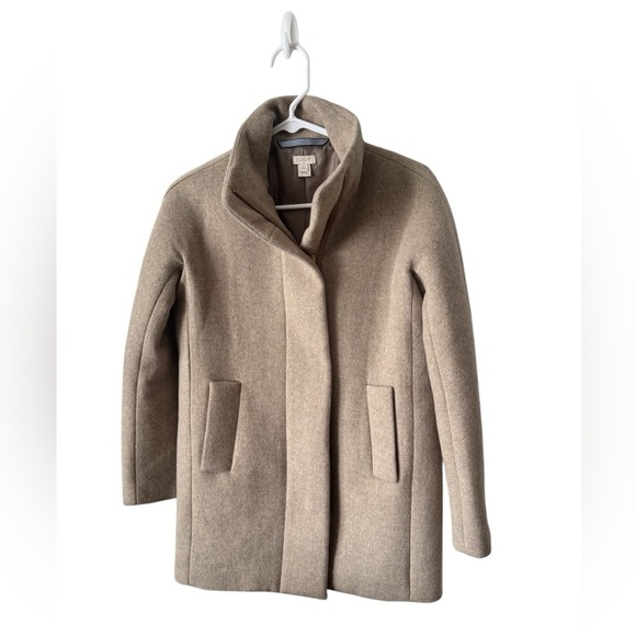 J. Crew Tan Beige Wool Blend City Coat Mid length Womens Sz 0P - Picture 1 of 11